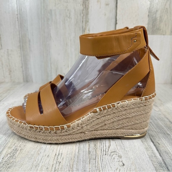 New Franco Sarto Callia Tan Leather Ankle Strap Wedge Sandal #255 - Picture 1 of 8